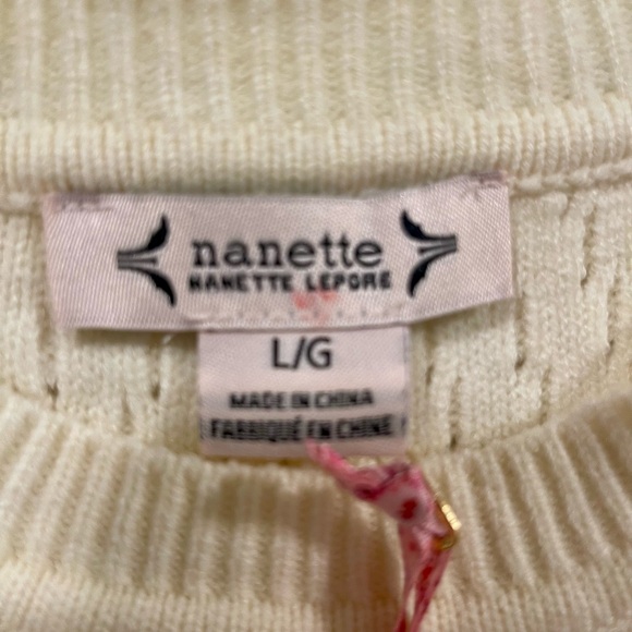 Nanette Lepore Cream Sweater with Blue Accents - Picture 3 of 3